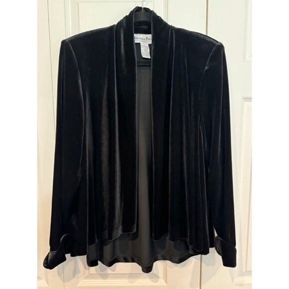 Vintage Another Thyme Velvet Velour Black Cardigan Jacket Sweater - Picture 1 of 6